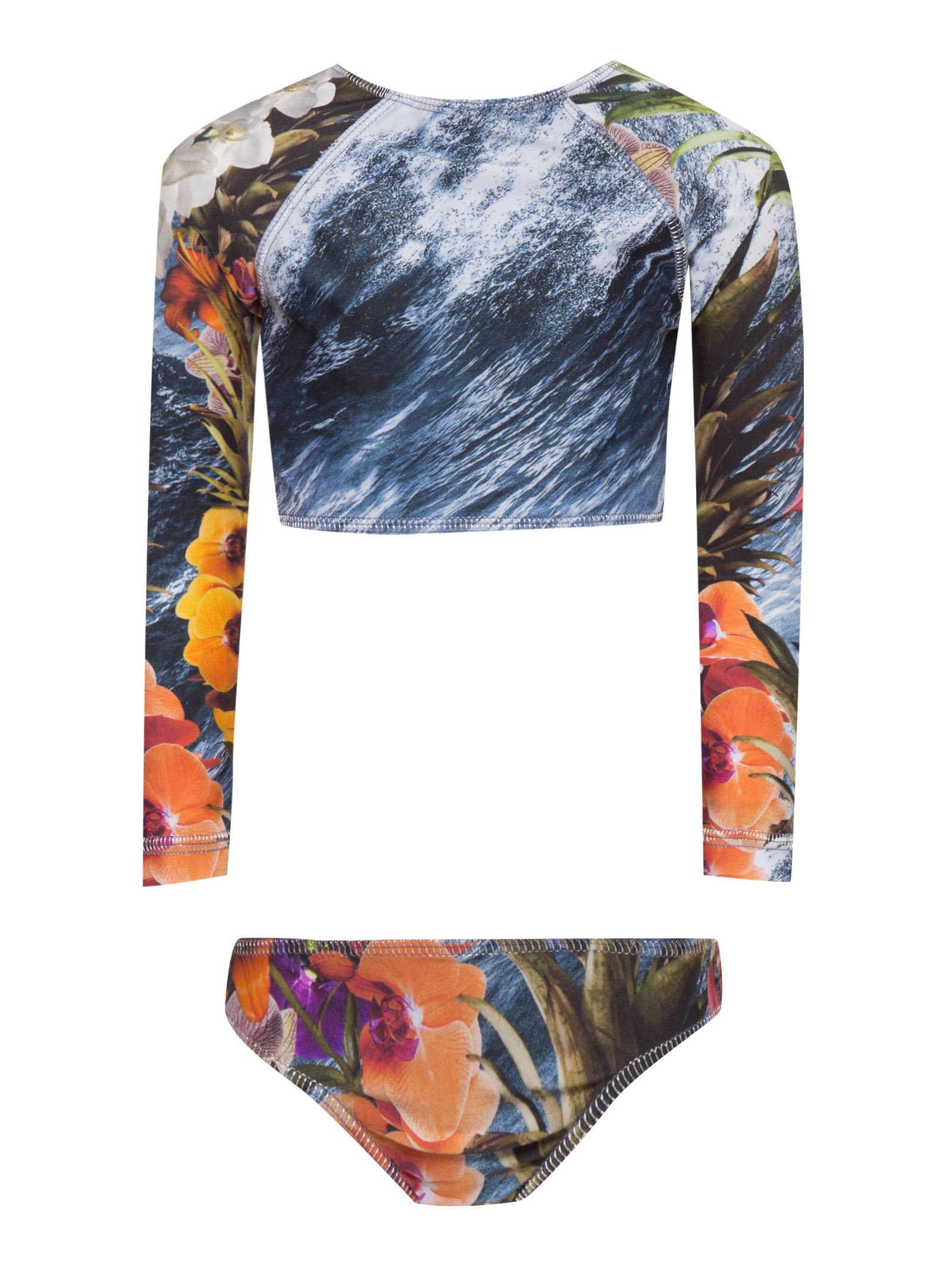 ÁGUA DE COCO - BIQUINE TOP MANGA LONGA ABACAXI FLORAL - R$229 