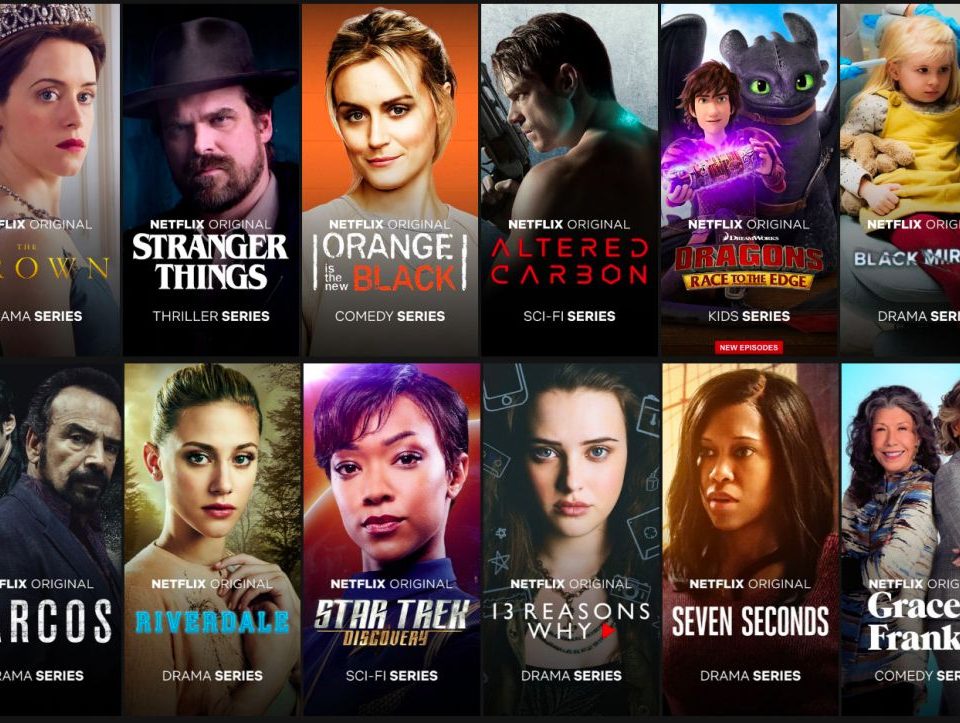 Vários títulos de séries da Netflix lado a lado
