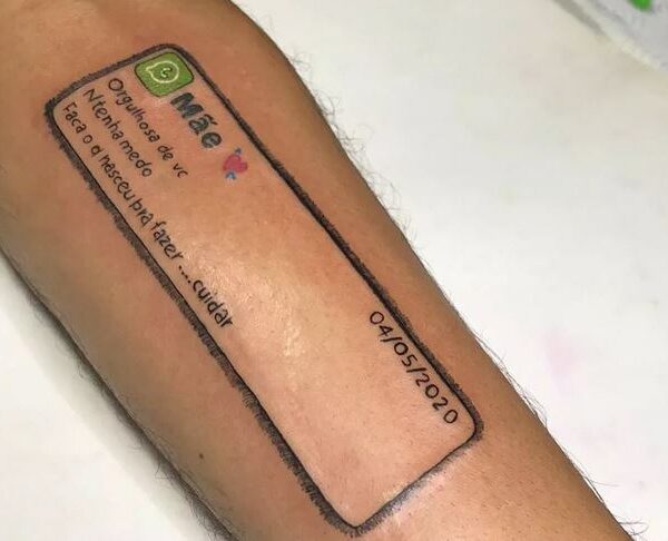 tatuagem com a última mensagem da mãe de Jean