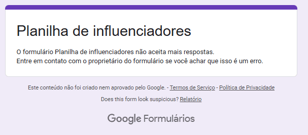 planilha influenciadores